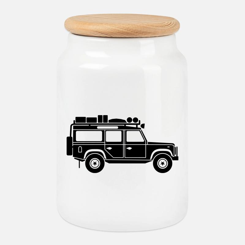 Defender D110 Expedition - Keksdose mit Holzdeckel - Weiß