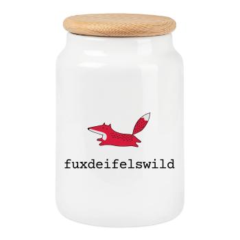 Fuchs fuxdeifelswild - Keksdose mit Holzdeckel - Weiß - Vorne