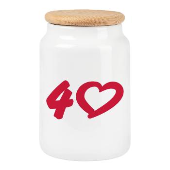 4 | 40 | Birthday | Geburtstag | Jubilee | - Cookie Jar with Wooden Lid - white - Front