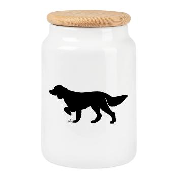 Langhaariger Vorstehhund - Keksdose mit Holzdeckel - Weiß - Vorne