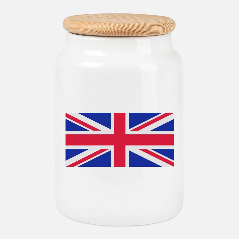 British flag - Cookie Jar with Wooden Lid - white