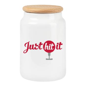 vague - Boîte à biscuits avec couvercle en bois - blanc - Devant