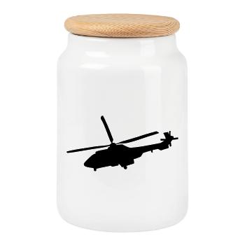 helicopter - Cookie Jar with Wooden Lid - white - Front