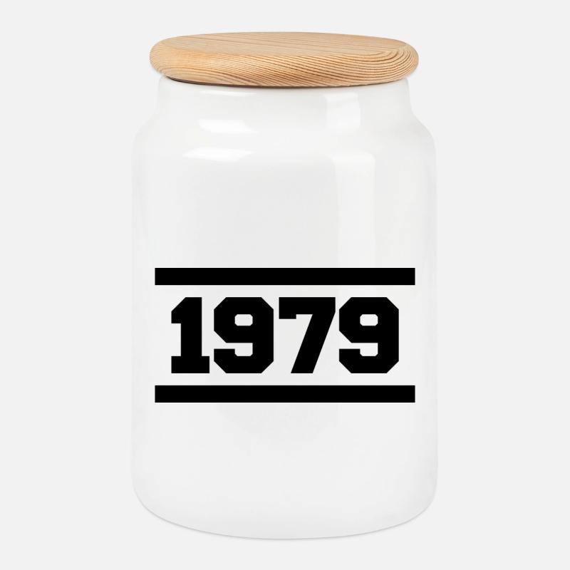 1979 - Boîte à biscuits avec couvercle en bois - blanc