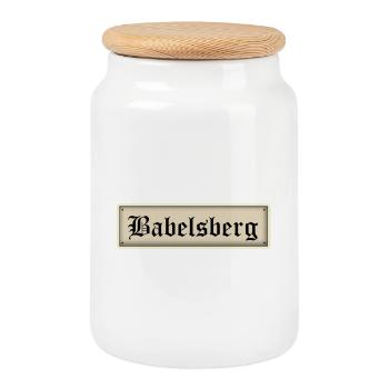 Babelsberg - Cookie Jar with Wooden Lid - white - Front