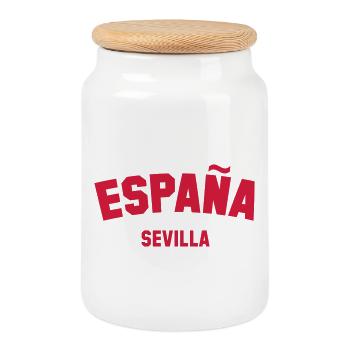 SEVILLA Spain Spain España - Cookie Jar with Wooden Lid - white - Front