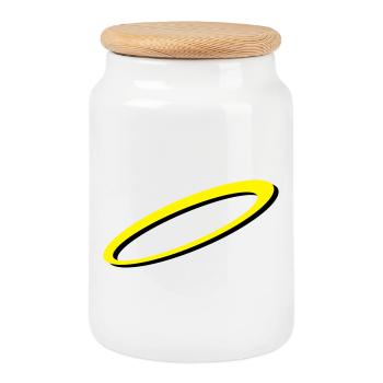 Aureole - Cookie Jar with Wooden Lid - white - Front