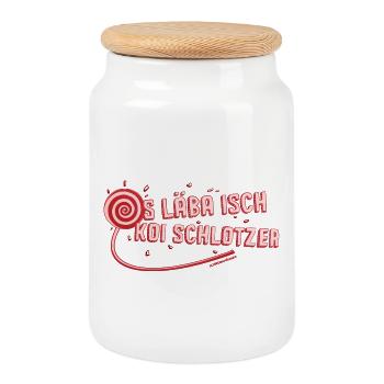 Das Leben ist kein Zuckerschlecken - Keksdose mit Holzdeckel - Weiß - Vorne