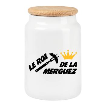 Le Roi de la Merguez ! - Boîte à biscuits avec couvercle en bois - blanc - Devant