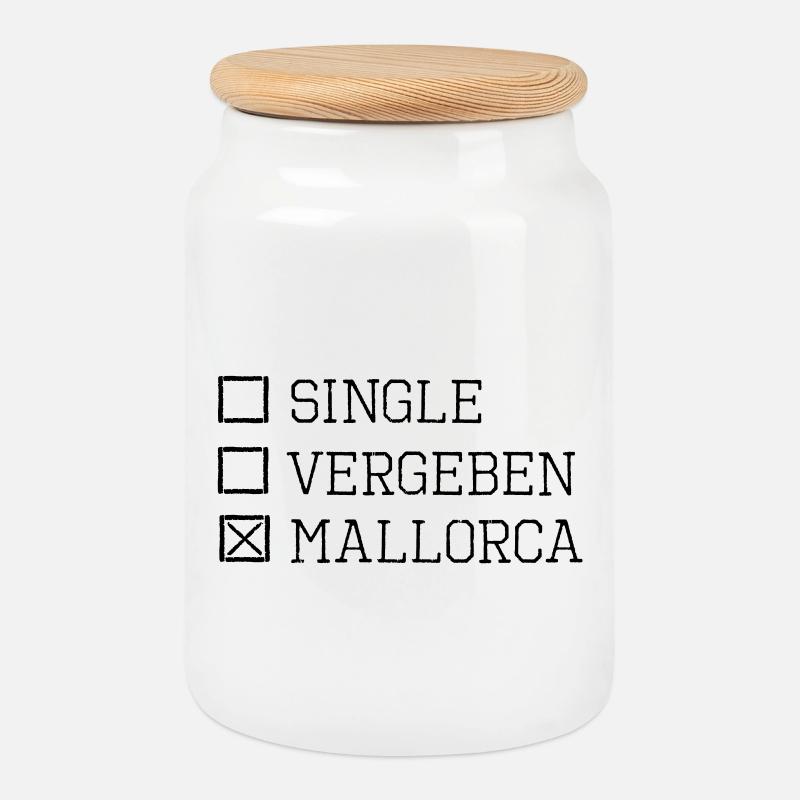 Mallorca Single Party Urlaub lustiger Spruch - Keksdose mit Holzdeckel - Weiß