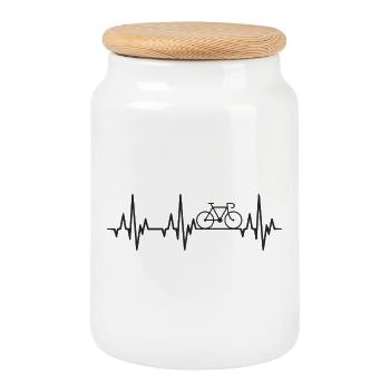 Vélo de route Heartbeat - Boîte à biscuits avec couvercle en bois - blanc - Devant