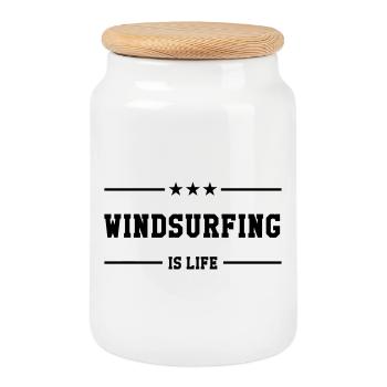 Planche à voile / Véliplanchiste / Windsurf / - Boîte à biscuits avec couvercle en bois - blanc - Devant
