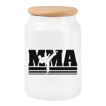 MMA martial arts logo gym dojo club logo image - Cookie Jar with Wooden Lid - white - Front