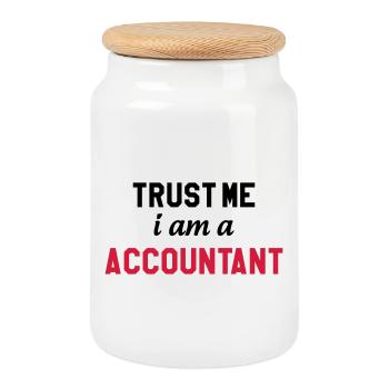 Accountant / Accounting / Comptable / Comptabilité - Cookie Jar with Wooden Lid - white - Front
