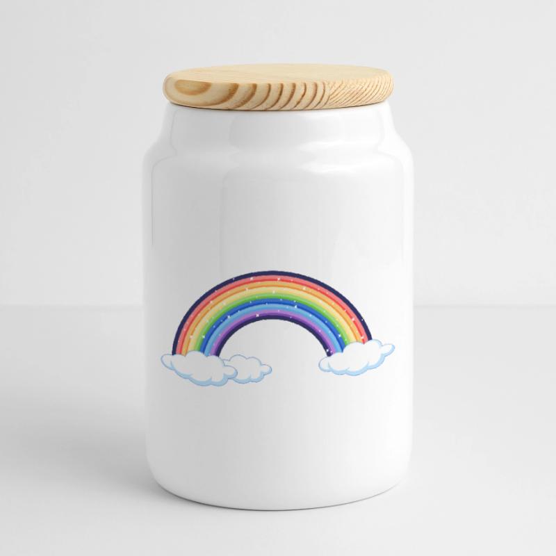 Lebendiger Regenbogen über den Wolken Keksdose mit Holzdeckel
