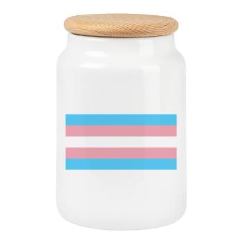 Transgender Pride Flag - Cookie Jar with Wooden Lid - white - Front