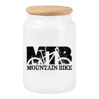 MTB-Mountain bike - Cookie Jar with Wooden Lid - white - Front