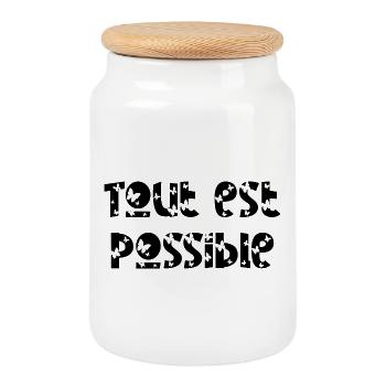 Tout est possible papillon - Boîte à biscuits avec couvercle en bois - blanc - Devant