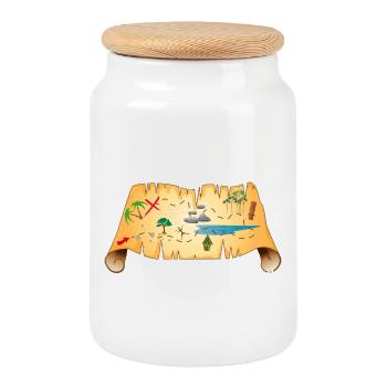 old treasure map on antique parchment - Cookie Jar with Wooden Lid - white - Front