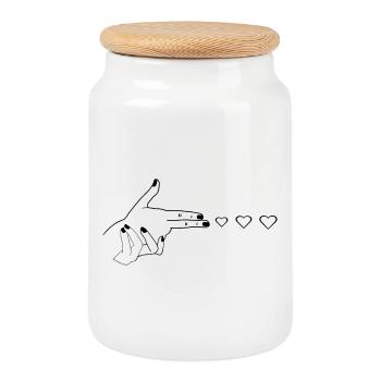 Heart I Love You Pistol - Cookie Jar with Wooden Lid - white - Front