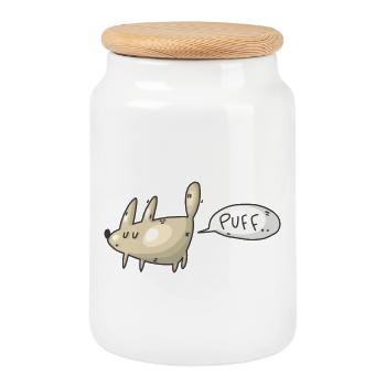 Conception de chien drôle de chien qui pète - Boîte à biscuits avec couvercle en bois - blanc - Devant