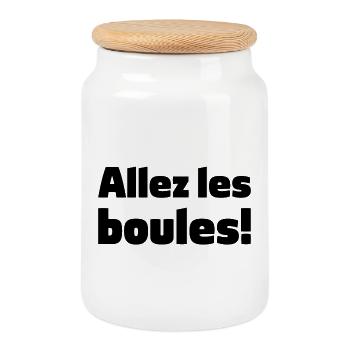 Allez les boules Boule Petanque Spruch für Bouler - Keksdose mit Holzdeckel - Weiß - Vorne