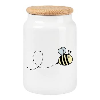 Hummel pastell fliegend - Keksdose mit Holzdeckel - Weiß - Vorne