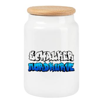 Nordkurve Gelsenkirchen Schalke Design Geschenk - Keksdose mit Holzdeckel - Weiß - Vorne