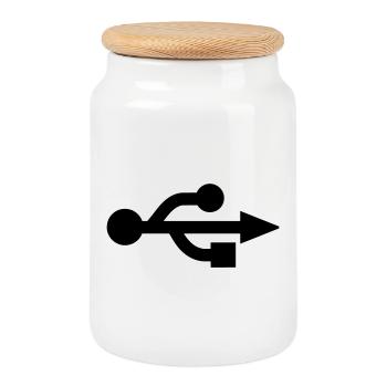 USB Logo - Nerd - Geek - Boîte à biscuits avec couvercle en bois - blanc - Devant