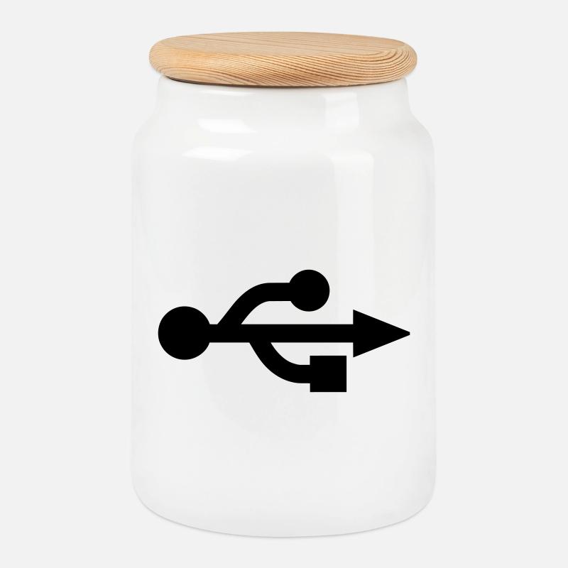 USB Logo - Nerd - Geek - Cookie Jar with Wooden Lid - white