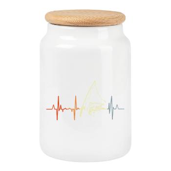 Vintage Angler Heartbeat - Boîte à biscuits avec couvercle en bois - blanc - Devant