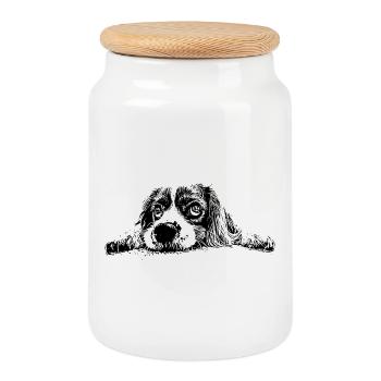 Cocker Spaniel - Keksdose mit Holzdeckel - Weiß - Vorne