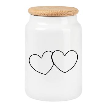Black Heart Gift - Cookie Jar with Wooden Lid - white - Front
