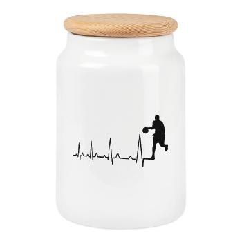 Heartbeat Basketball - Cookie Jar with Wooden Lid - white - Front