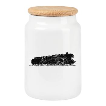 Steam locomotive 44 508 DB - Cookie Jar with Wooden Lid - white - Front