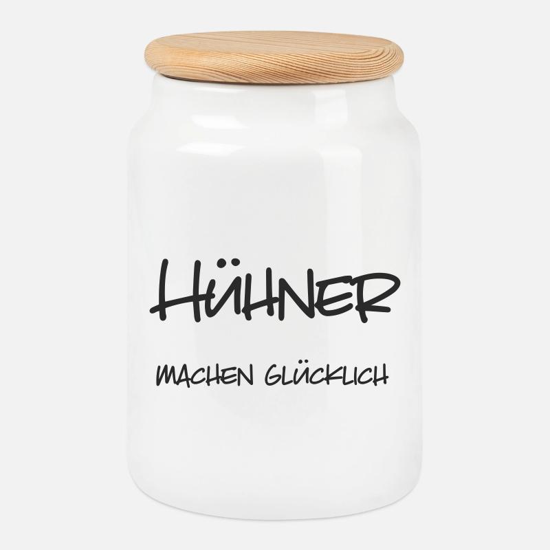 Hühner machen glücklich - Keksdose mit Holzdeckel - Weiß