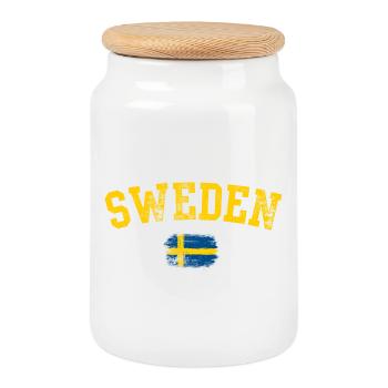 Tee du drapeau Swedish Bold Brush - Boîte à biscuits avec couvercle en bois - blanc - Devant
