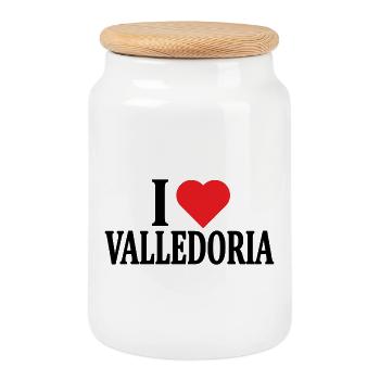 T-Shirt Io amo Valledoria T-Shirt Sardinien - Keksdose mit Holzdeckel - Weiß - Vorne