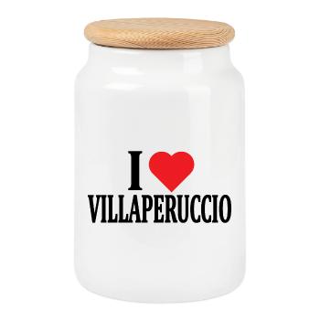 T-Shirt Ich liebe Villaperuccio T-Shirt Sardinien - Keksdose mit Holzdeckel - Weiß - Vorne