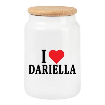 T-shirt I love Dariella t-shirt gift idea - Cookie Jar with Wooden Lid - white - Front