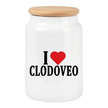 T-shirt I love Clodoveo t-shirt gift idea - Cookie Jar with Wooden Lid - white - Front