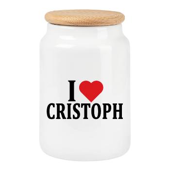 T-shirt I love Cristoph t-shirt gift idea - Cookie Jar with Wooden Lid - white - Front