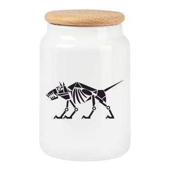 Machine dog - Cookie Jar with Wooden Lid - white - Front