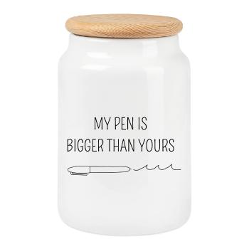 My pen is bigger than yours - Boîte à biscuits avec couvercle en bois - blanc - Devant