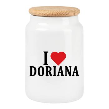 T-shirt J’adore Doriana t-shirt idée cadeau - Boîte à biscuits avec couvercle en bois - blanc - Devant