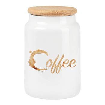 Café Tache Typographie Café - Boîte à biscuits avec couvercle en bois - blanc - Devant