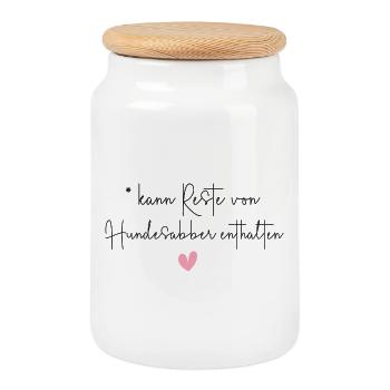 Hund Hundesabber lustiger Hunde Spruch Geschenk - Keksdose mit Holzdeckel - Weiß - Vorne