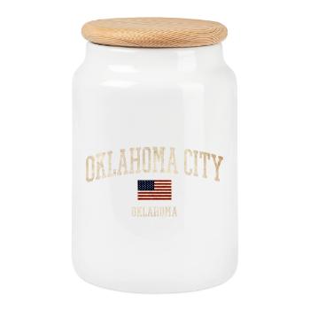 Oklahoma City Vintage Flag-Style - Keksdose mit Holzdeckel - Weiß - Vorne