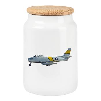 F-86 Sabre - Cookie Jar with Wooden Lid - white - Front
