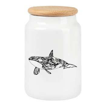 Killer whale - Cookie Jar with Wooden Lid - white - Front